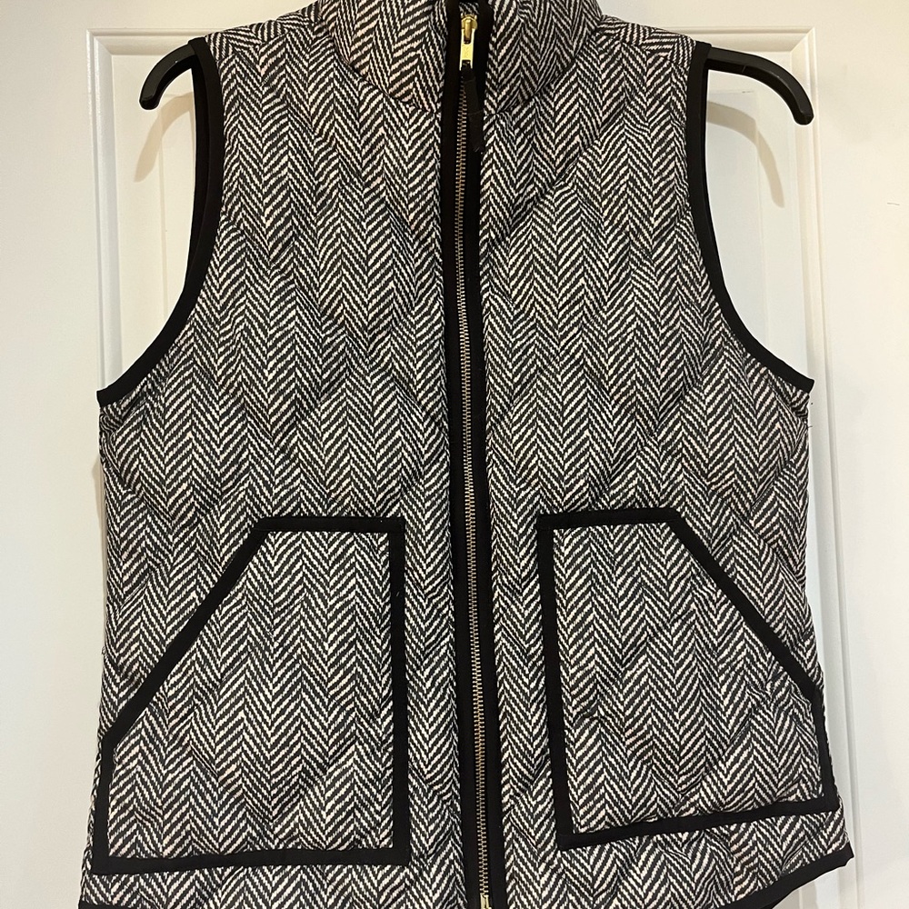 J Crew Vest Herringbone SZ XS 60 %Down Filled